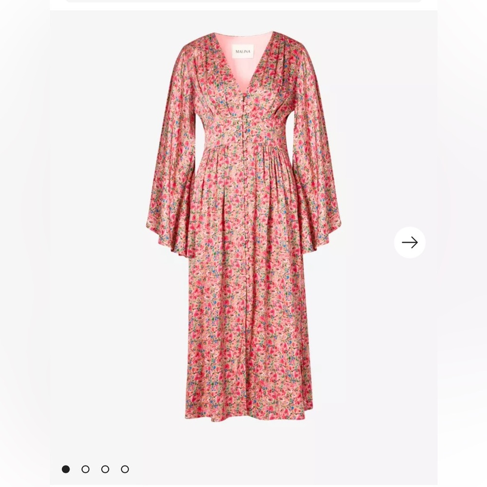 Malina Auden V-Neck Satin Floral Midi Dress